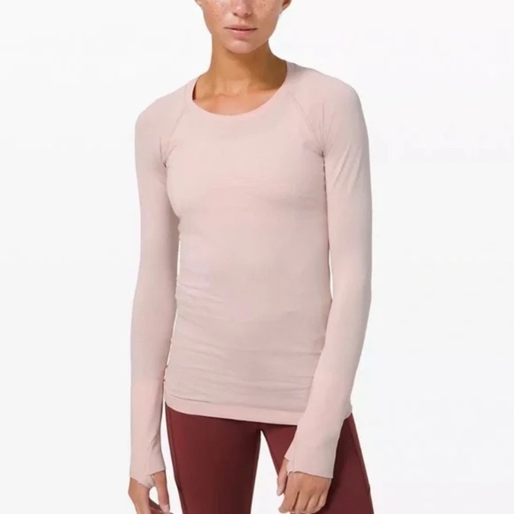 Light pink Lululemon swifty tech long sleeve